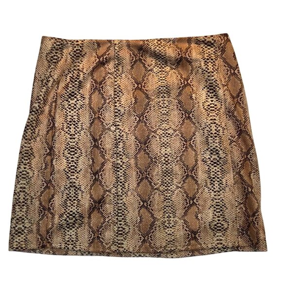 Perfectly Priscilla Dresses & Skirts - Perfectly Priscilla Brown Snakeskin Print Pencil Mini Skirt Plus Size 2XL